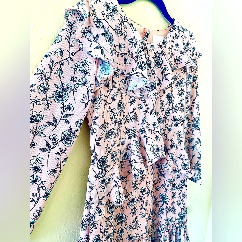 BCBG Girls Ruffle Dress Sz 14 girls pretty dusty pink floral